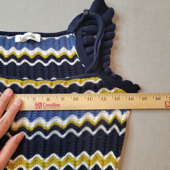 Heartloom Bennet Maxi Dress Navy Wave Chevron Pattern Ruffle Straps XSmall - Picture 4 of 9